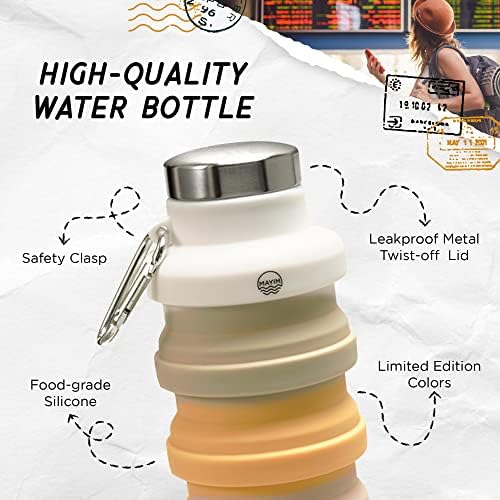 בקבוק קרבינר מתקפל במאים | ניתן לשימוש חוזר של BPA בקבוק מים מתקפל סיליקון בחינם | בדרכים, לנסוע,